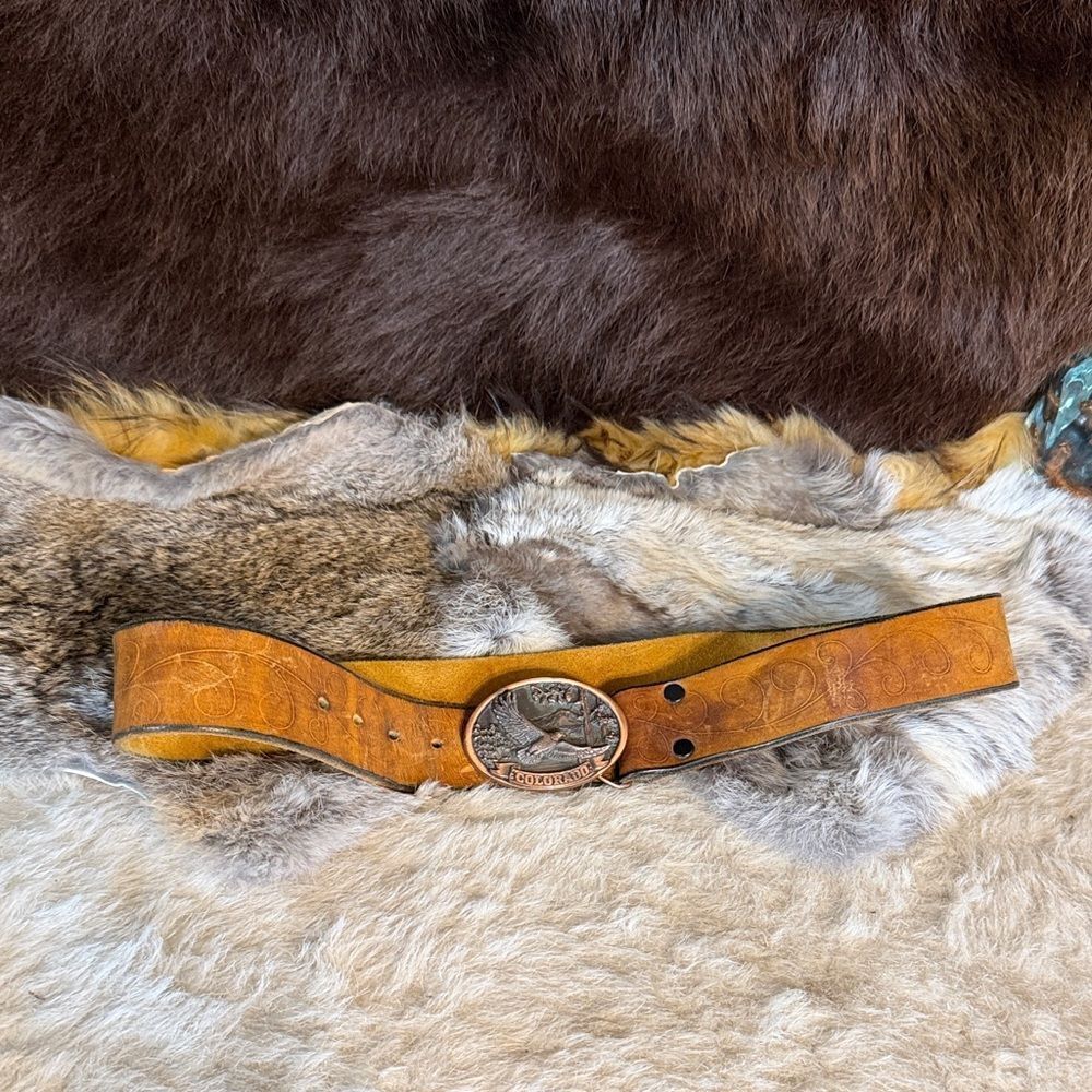 Tan leather  Belt with  Buckle 32 (3045A)